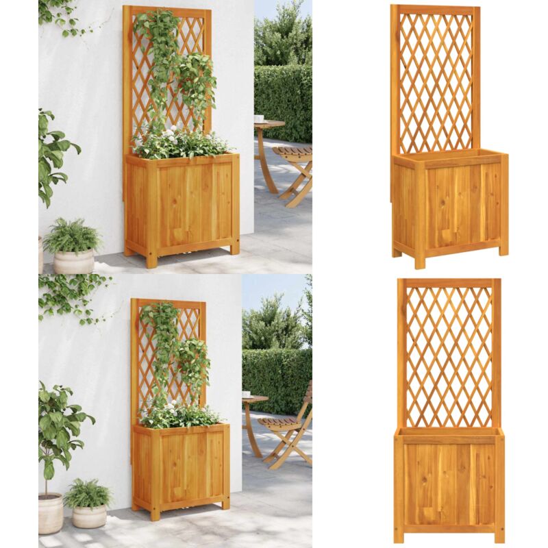 Pflanzkübel mit Rankgitter 55x29,5x132 cm Massivholz Akazie - Blumentopf - Holzpflanze - Gartendekoration - Rankgerüst - Balkonmöbel - Home & Living