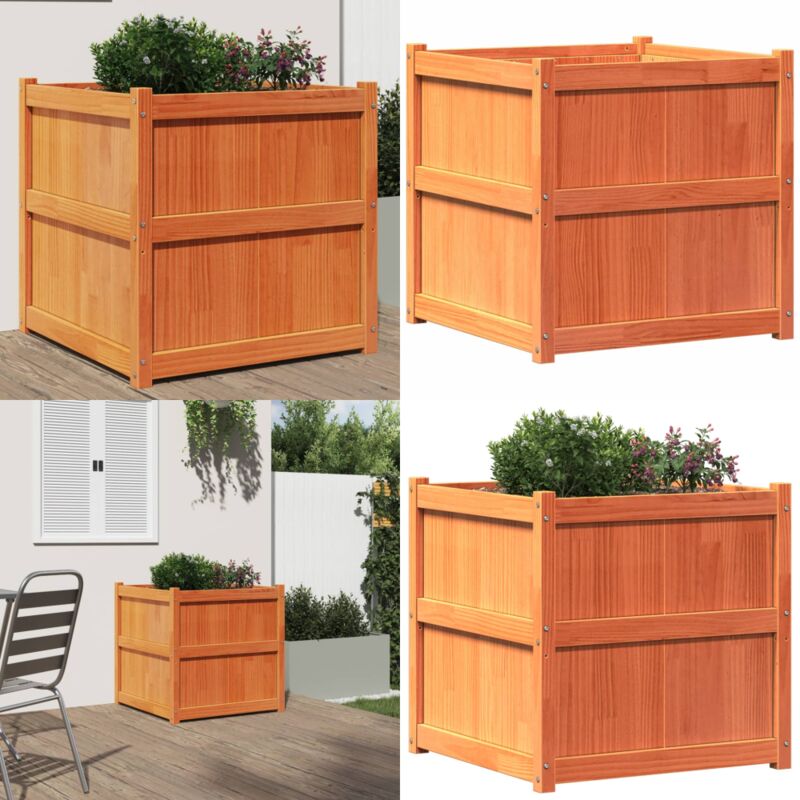 Pflanzkübel Wachsbraun 70x70x70 cm Massivholz Kiefer - Holzpflanze - Holzkübel - Blumenerde - Gartendekoration - Balkonpflanzen - Home & Living