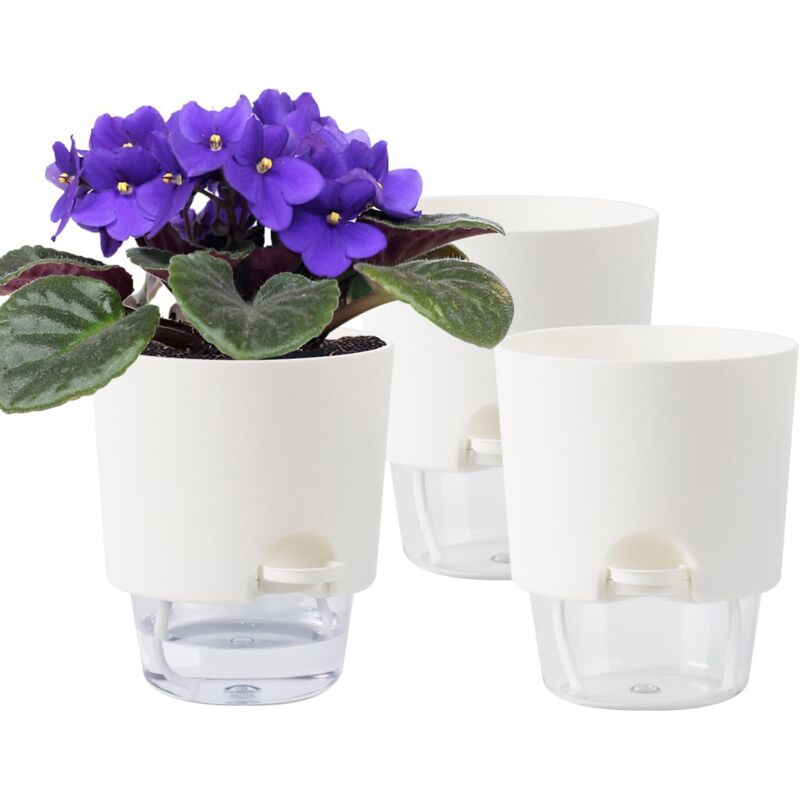 Pflanztöpfe für den Innenbereich, selbstbewässernde Töpfe für Zimmerpflanzen, 12,4 cm, afrikanische Veilchen-Töpfe mit sichtbarem Reservoir,