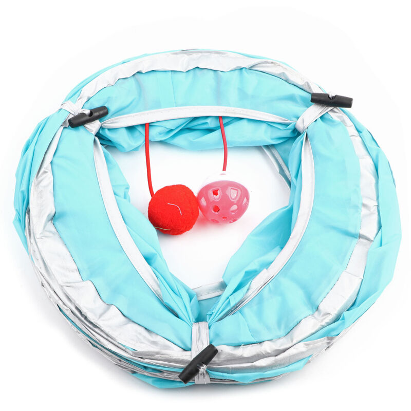 Phefop Faltbares Katzenspielzeug mit Ball und Loch, Tragbares Katzenspielzeug zum Draufsitzen, Drahtspielzeug aus Stahl - Zufällige Ausführung, Ideal