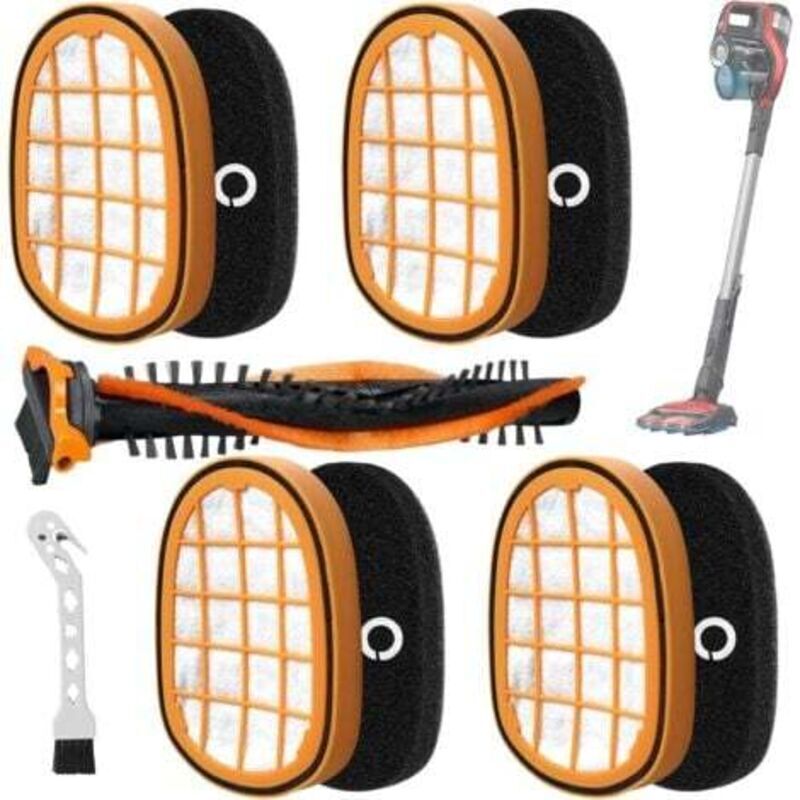 Philips Staubsauger-Filterset, Philips Filter mit Walzenbürste und Feinbürste, kompatibel mit FC6728, FC6727 und FC6822