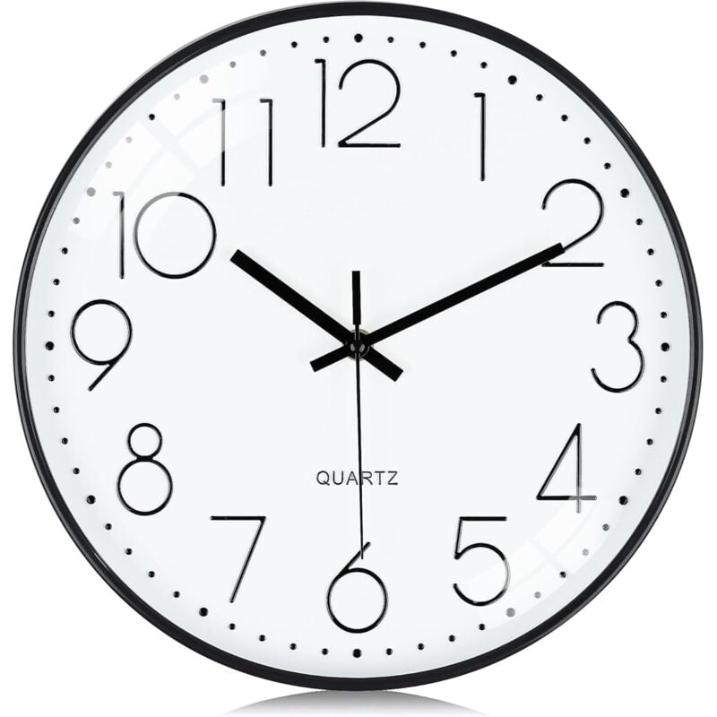 Packung 30 cm weiße 3D-Wanduhr, geräuschlose, nicht tickende Wanduhr, leicht zu lesen, modernes und einfaches Design