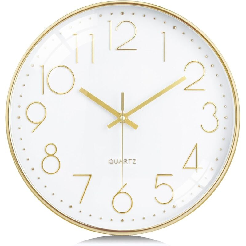 1 Packung 30 cm große, goldene 3D-Wanduhr, geräuschlose, nicht tickende Wanduhr, leicht zu lesen, modernes und schlichtes Design