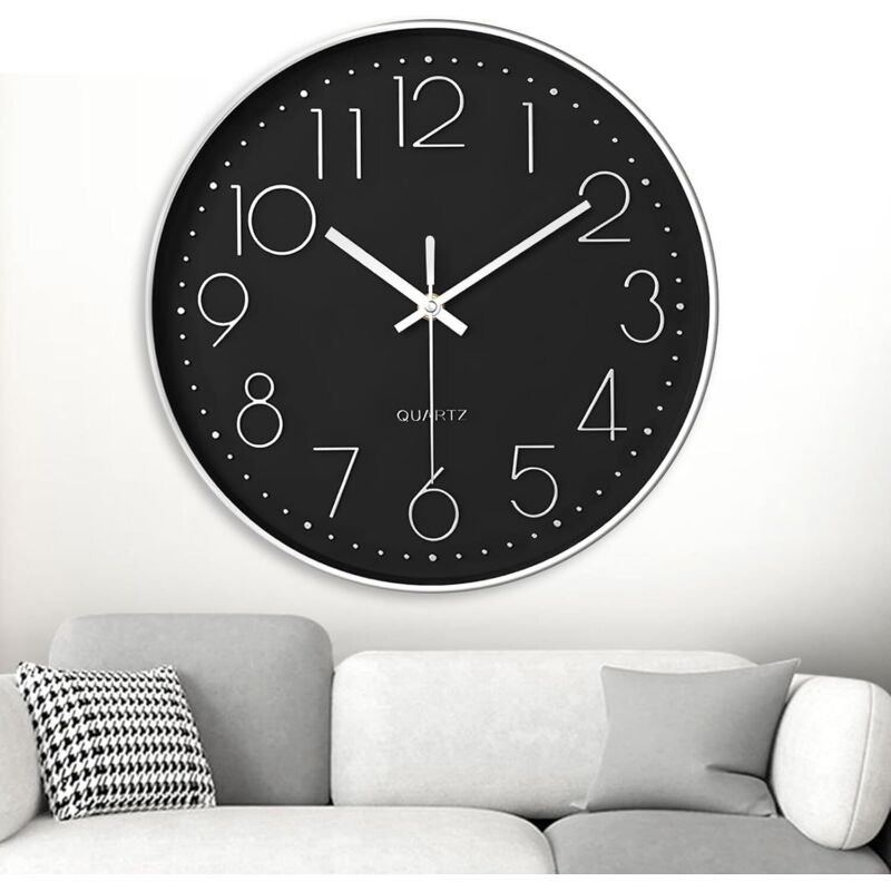 1 Packung 30 cm runde dekorative Wanduhr, geräuschlose Wanduhr, leicht lesbare Wanduhr, geeignet für Zuhause, Küche, Büro