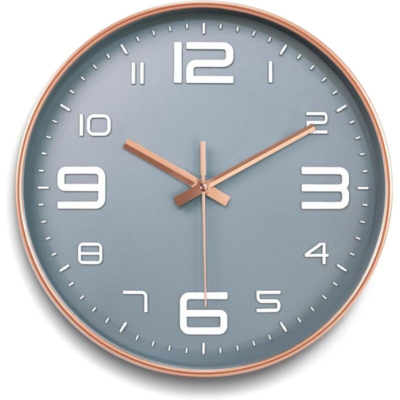 1 Packung 30 cm graue moderne runde Wanduhr, geräuschlose Wanduhr, dekorative Wanduhr, geeignet für Zuhause/Büro/Schule