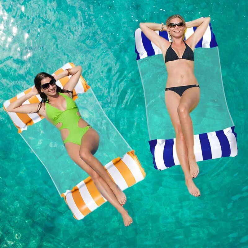 Pieces Schwimmende Pool-Hängematte, 4-in-1-Mehrzweck-aufblasbare Pool-Hängematte mit Netz, Aufblasbarer Stuhl für Erwachsene und Kinder, Tragbares