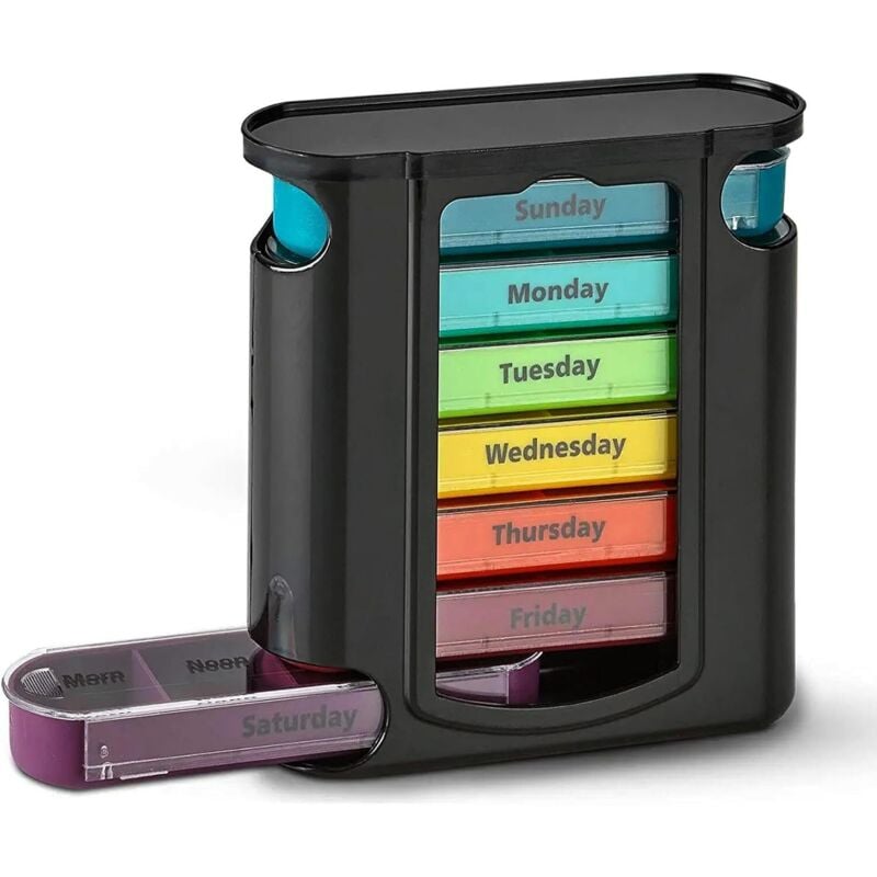 Pillendose für den täglichen Gebrauch, 7-Tage-Reise-Pillendose, Reise-Pillendose, tragbare Medikamentenbox Reise-Pillenetui, Pillen-Organizer für
