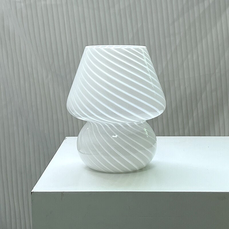 Kcvv - Pilz-Tischlampe, Glas-Nachtlicht für Schlafzimmer, Nachttischlampe, Nachttischlampe für Schlafzimmer, Nachtlicht (weiß)