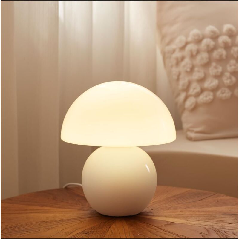 Pilzförmige Lampe, Tischlampe für Schlafzimmer, Büro, Nachttisch, kleine Lampen fürs Wohnzimmer, Lampen im Mid-Century-Modern-Stil (weiß)