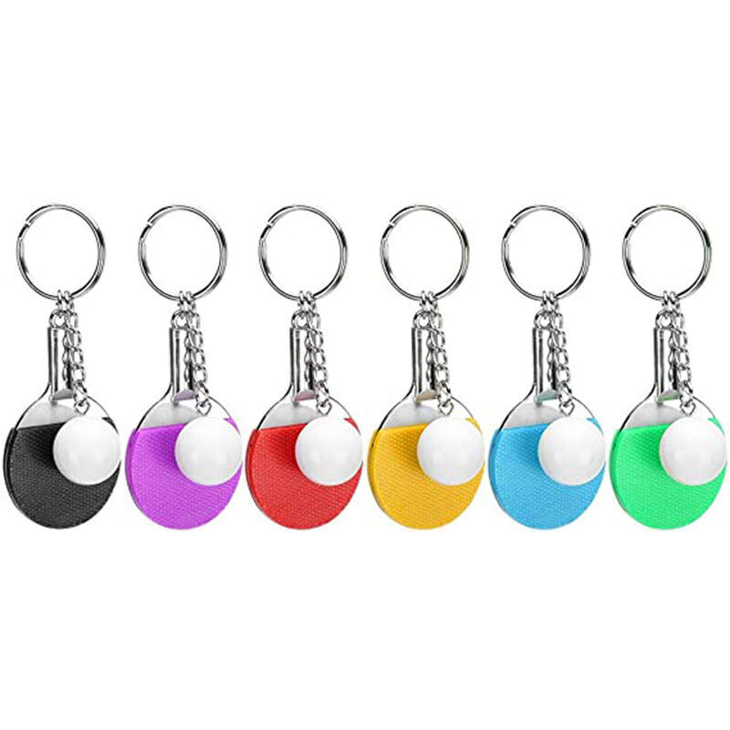 Ping-Pong-Schläger-Schlüsselanhänger, Sport-Schlüsselanhänger mit Karabiner, Rucksack-Schlüsselanhänger mit Sport-Motiv, 7 kreative