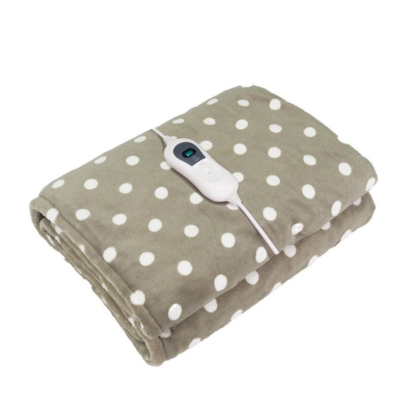Pinilla elektrische Heizdecke mit Polka-Dot-Muster, 120 W, 160 x 120 cm, 3 Heizstufen, abnehmbar, waschbar