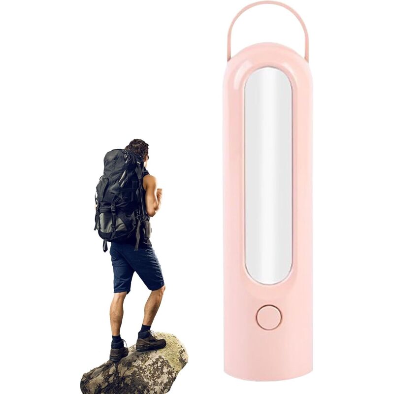 Pinkfarbene Camping-Taschenlampe, 4,5 x 4,5 x 17,8 cm, tragbares, wiederaufladbares LED-Nachtlicht, einfach zu bedienen für Camping und