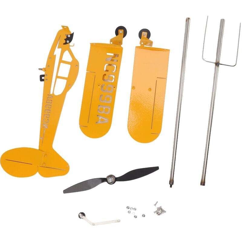 Piper J3 Cub Flugzeug-Wetterfahne, 3D-Metall-Flugzeug-Wetterfahne, für den Außenbereich, Dach-Windrichtungsanzeiger, Gartendekoration, groß