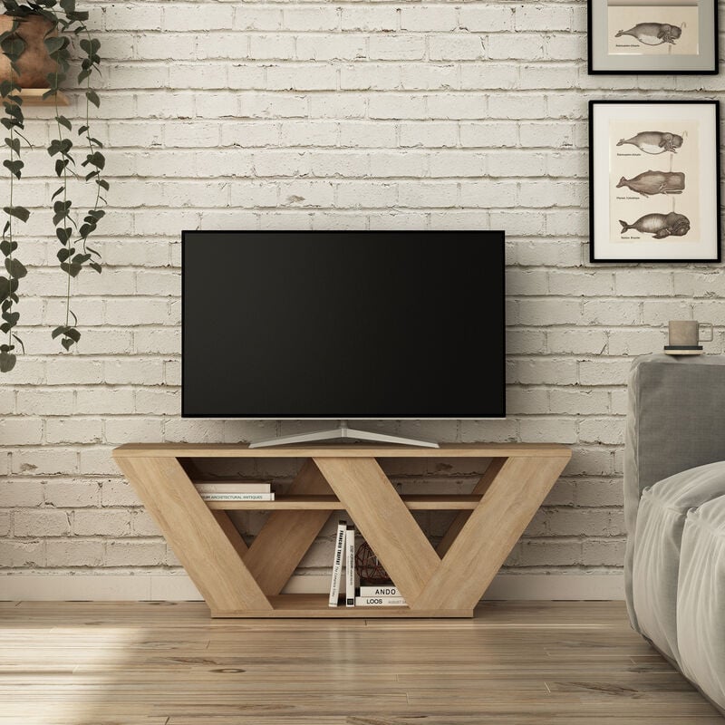 Decortie - Pipralla Moderner TV-Ständer Multimedia-Center TV-Element Eiche mit Ablageflächen 110cm - Oak - Eiche