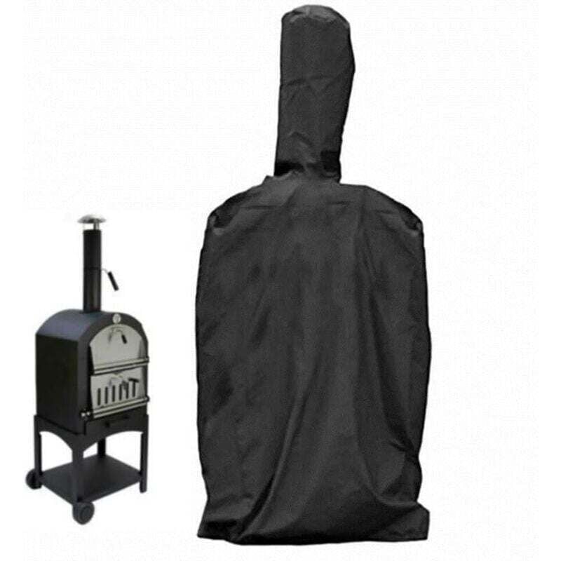 Pizzaofen-Abdeckung für den Außenbereich, Schutzhülle für Grill mit Kordelzug, wasserdicht, wetterfest, schwarz, 160 x 37 x 50 cm