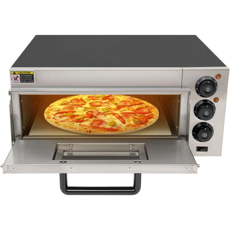 Pizzaofen Arbeitsplatte,2000W Elektrischer Pizzaofen,Pizzaofen für den Innenbereich,Kommerzieller Pizzaofen mit einstellbarer Temperatur und 0-30