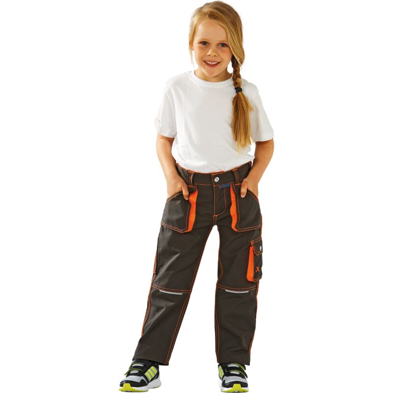 Planam Junior Bundhose oliv/orange 170/176