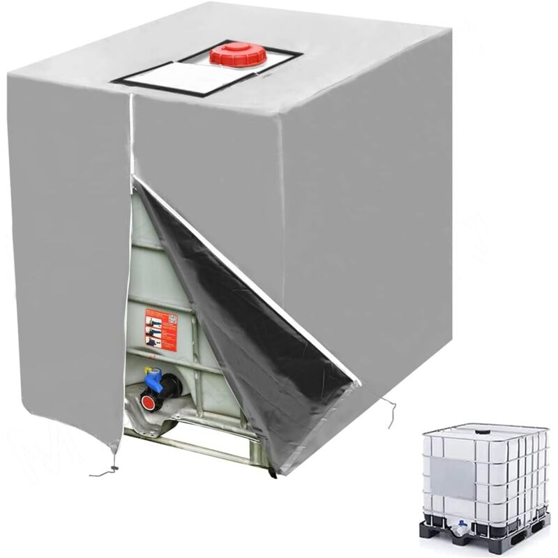 Plane für 1000 l IBC-Tank, 210D-Wassertankabdeckung, Anti-UV-Anti-Staub-IBC-Tankbehälterabdeckung, IBC-Tank-Schutzabdeckung mit Reißverschluss (116 x