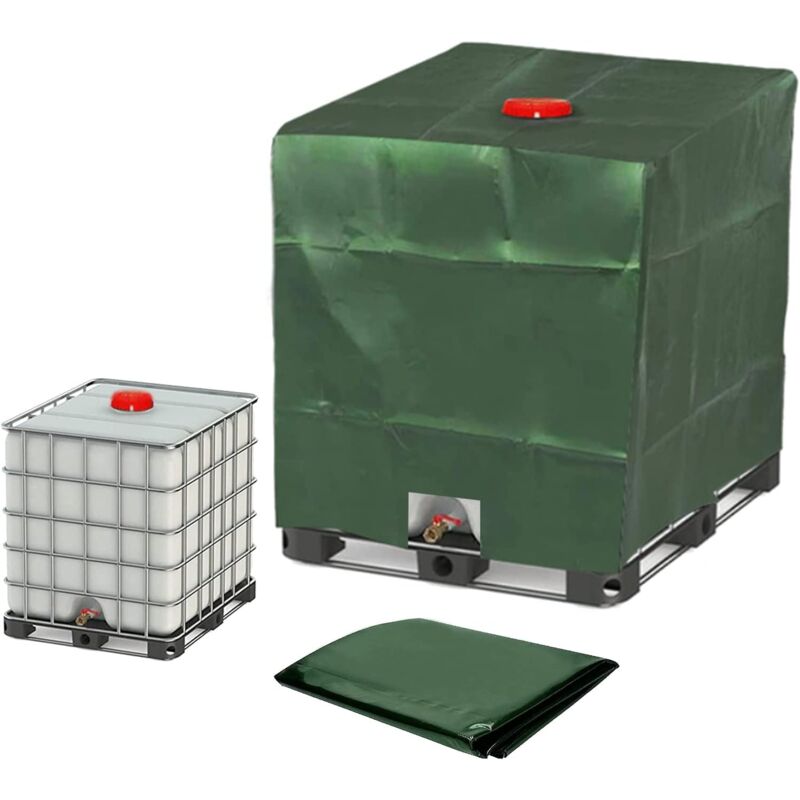 Mumu - Plane für 1000 l IBC-Tank, Wassertank-Plane, Schutzhülle für Tank, staubdichte Tankabdeckung, Grün – 120 x 100 x 116 cm