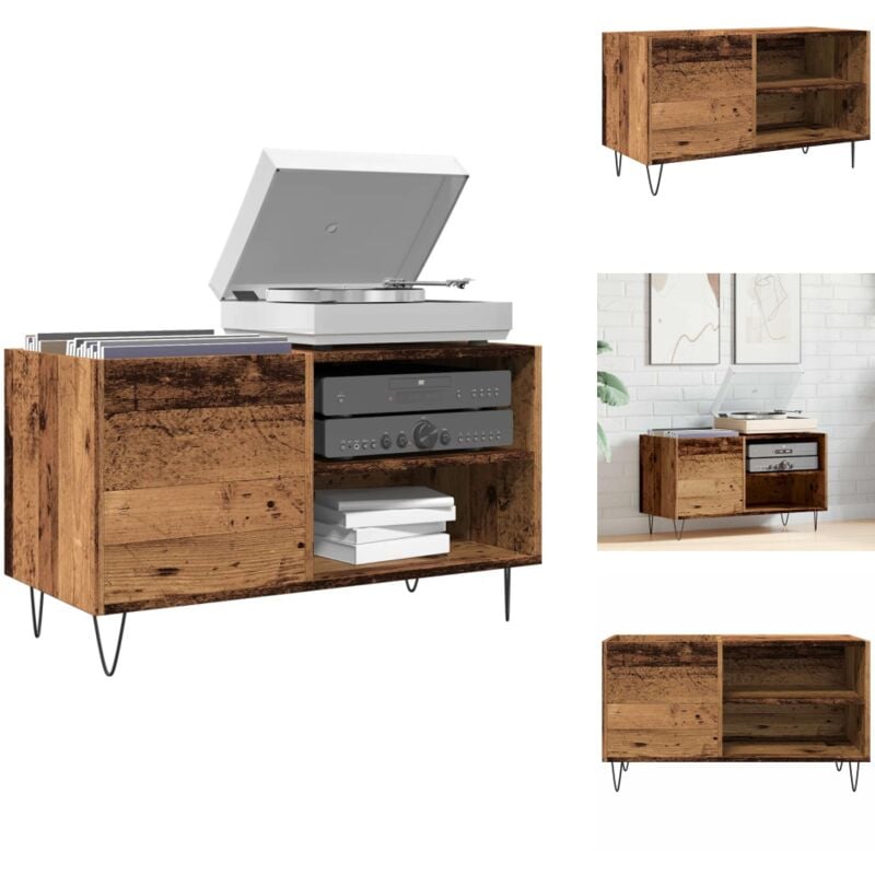 Vidaxl - Plattenschrank Altholz-Optik 84,5x38x48 cm Holzwerkstoff - Plattenschrank - Plattenschränke - Plattenspieler Schrank - Vinyl Schrank