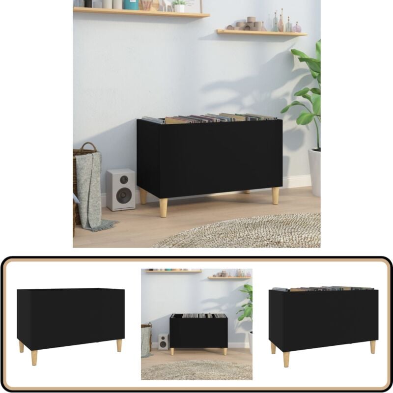 Plattenschrank Schwarz 74,5x38x48 cm Holzwerkstoff - Plattensammlung - Vinylregal - Plattenspieler Zubehör - Holzschreibtisch - Sideboard