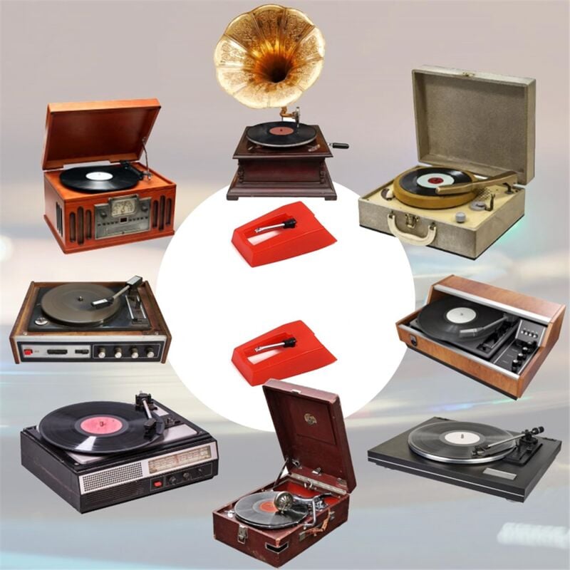 Plattenspieler-Nadel-Set, 4 Plattenspieler-Nadeln mit 1 Stylus-ReinigungsbüRste, für LP-Vinyl-Phonographen