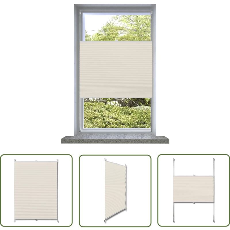 The Living Store - Plissee Faltrollo Rollo Plisseerollo 60x100cm Creme - Plissee - Faltrollo - Sonnenschutz - Sicht Schutz - Fensterdekoration
