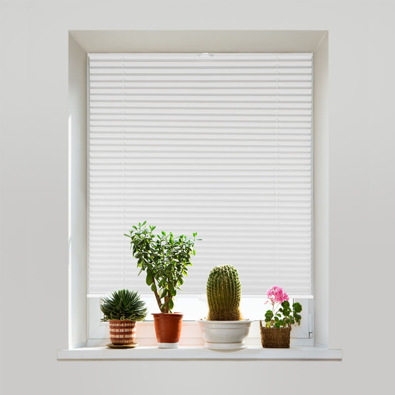 Plissee ohne Bohren Verdunkelung, Fenster Plissee Klemmfix Jalousie, Weiß, 110x150cm - Sekey