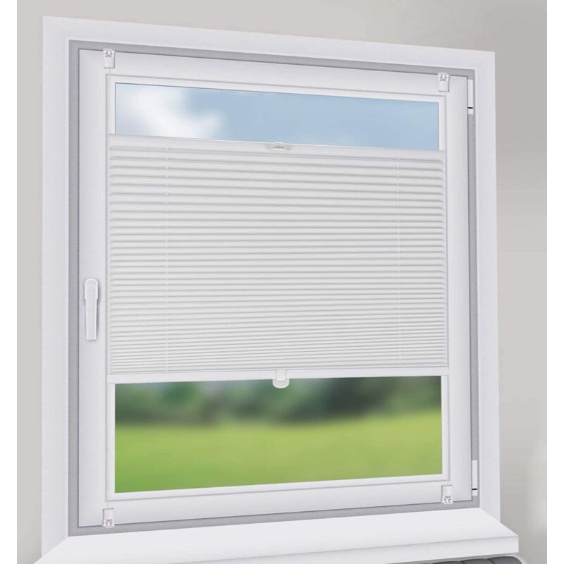 Plissee ohne Bohren Verdunkelung, Fenster Plissee Klemmfix Jalousie, Weiß, 85x130cm - Sekey