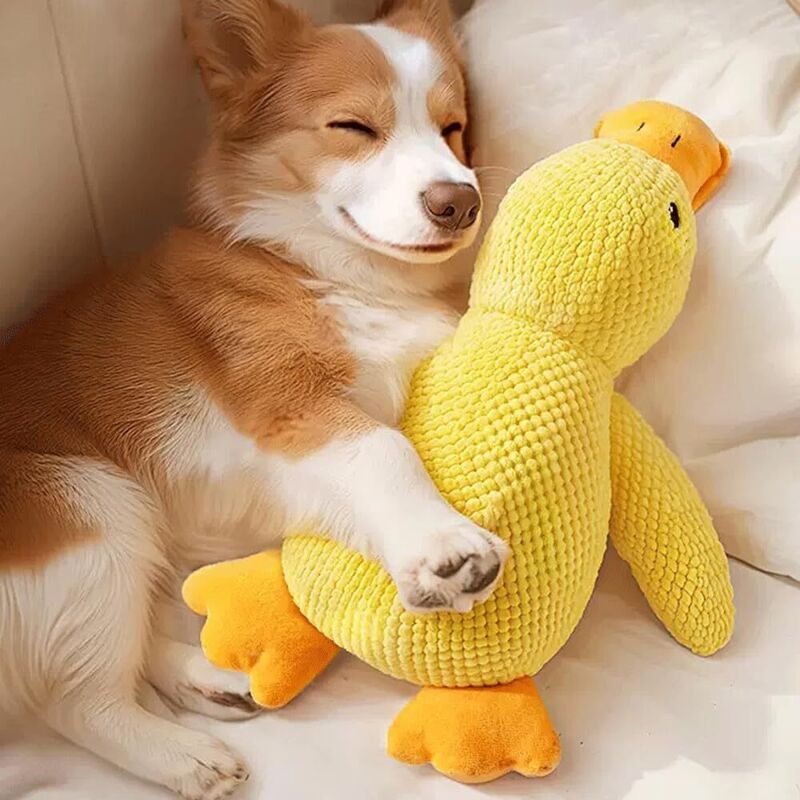 Plüsch-Hundespielzeug für große Hunde, Quietsche-Entenspielzeug, weiches Hundespielzeug für kleine, mittelgroße und große Hunde – 35 cm