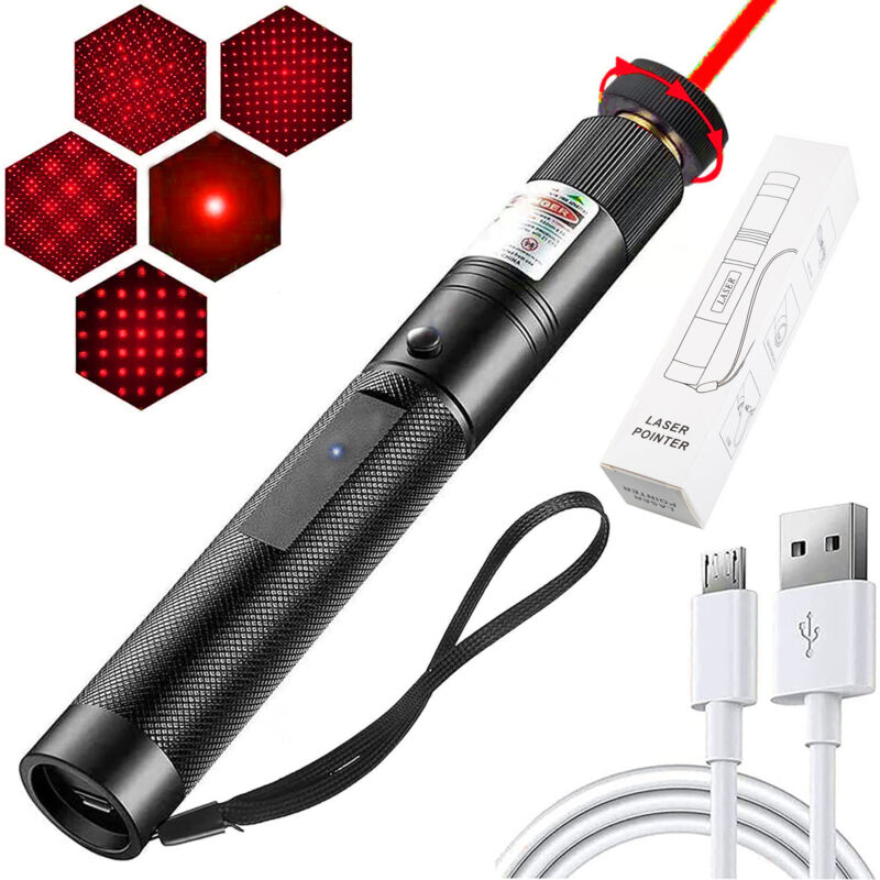Roter Hochleistungs-Laserpointer – Wiederaufladbar, Langstreckenpointer mit USB-Anschluss, Für Wandern, Präsentationen und Outdoor-Einsatz