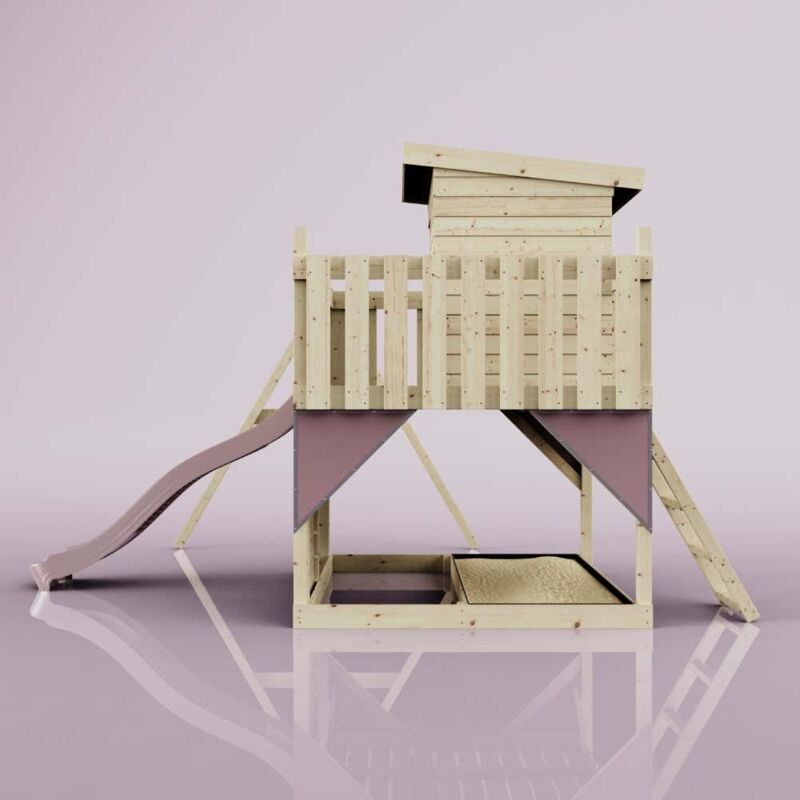 Spielturm Alma aus Holz in RosaKinderschaukel - Polarplay