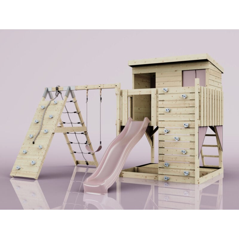 Spielturm Emil aus Holz in GrünKinderschaukel - Polarplay