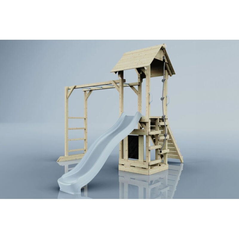 Spielturm Lund aus Holz in Grün - Polarplay