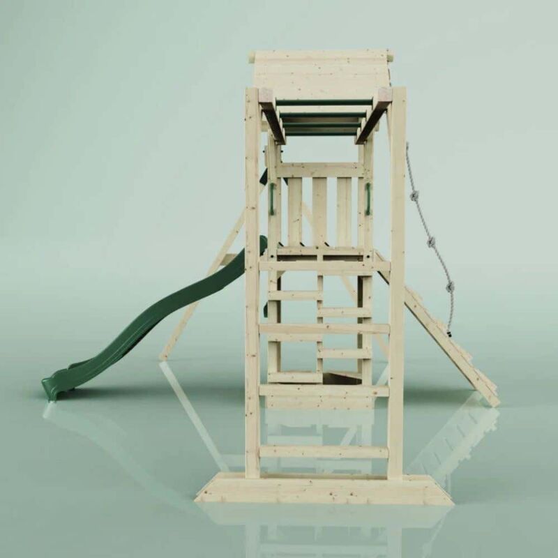 Spielturm Malmö aus Holz in GrünKinderschaukel Einzel - Polarplay