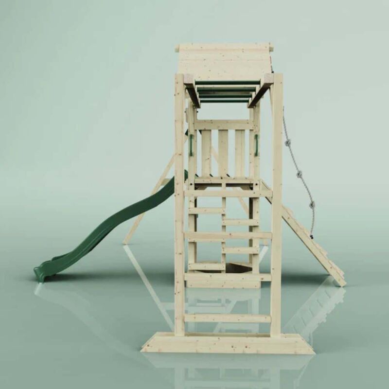 Spielturm Örebro aus Holz in GrünTrapezstange - Polarplay