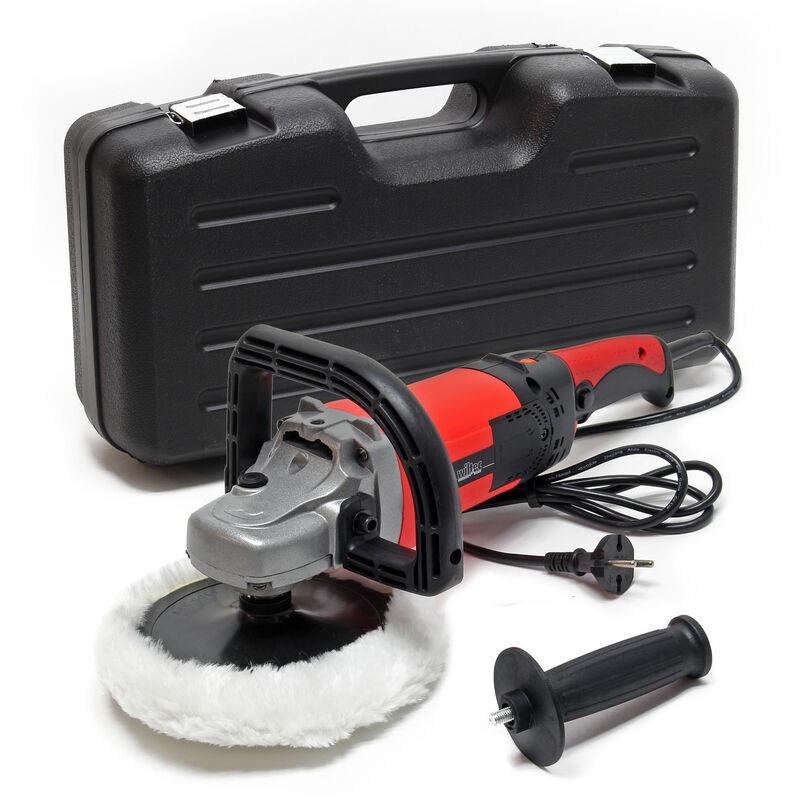 Wiltec - Auto Poliermaschine Schleifmaschine 1500W bis 3000 U/min, Poliergerät mit 6 Stufen inkl. 1 Pad und Koffer, Tellerschleifer,