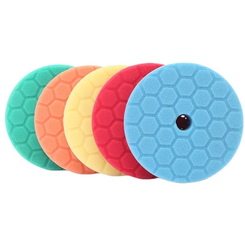 Polierschwamm, SPTA 5 Stück 150 mm Hex Logic Polierpad Schwammpolierset für Autoschleifen Polieren für 125 mm RO/DA Polieren für Poliermaschine