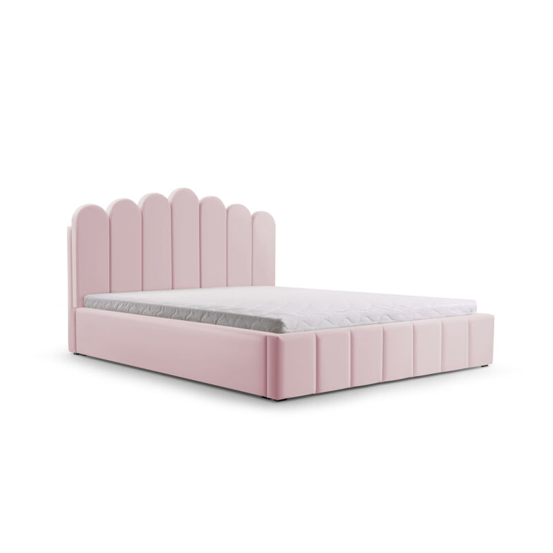 Polsterbett Bett mit Kopfstütze, Rahmenbettgestell, Bettkasten und Lattenrost Doppelbett Gepolsterter Kopfteil Samststoff Stauraumbett bett 03