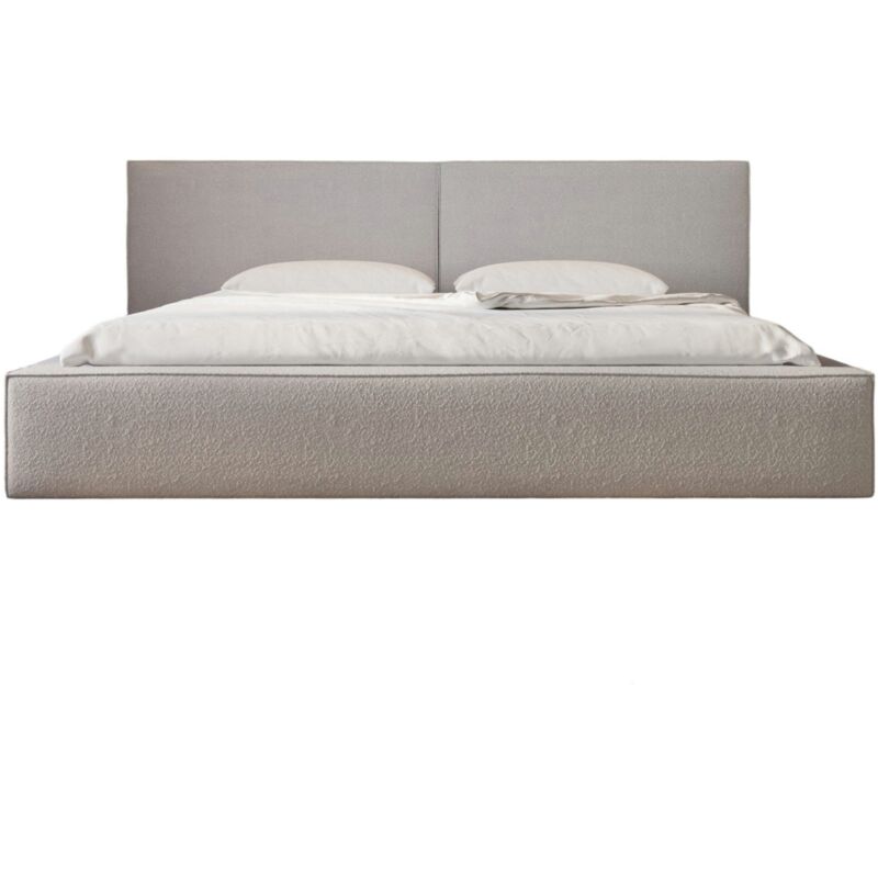 Polsterbett mit Kopfstütze, Bettkasten und Lattenrost, gepolstertes Kopfteil, Bett mit Stauraum bett 06 (Hellgrau (Anthology 15), 140x200 cm)