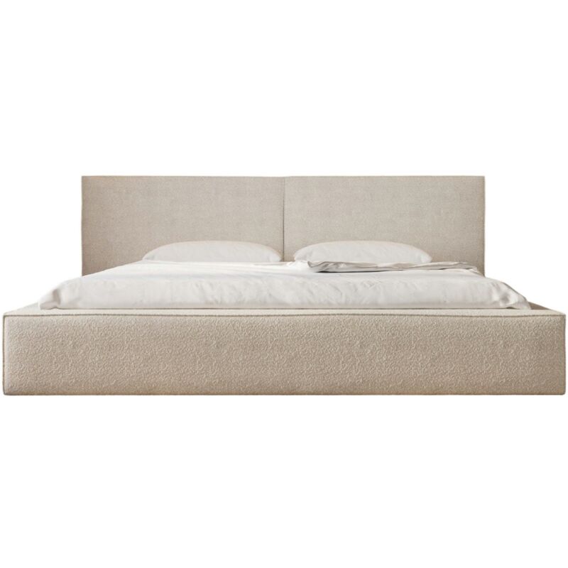 Polsterbett mit Kopfstütze, Bettkasten und Lattenrost, gepolstertes Kopfteil, Bett mit Stauraum bett 06 (Creme (Anthology 20), 180x200 cm)