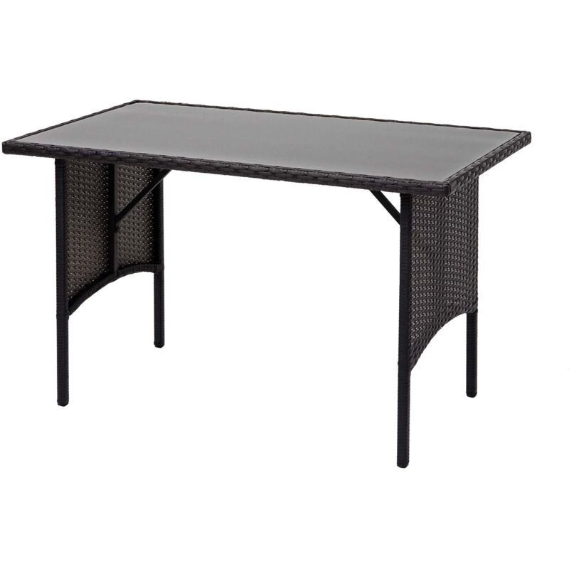 HHG - Poly-Rattan Esstisch 794, Esszimmertisch Gartentisch Tisch, Gastronomie 112x60cm schwarz