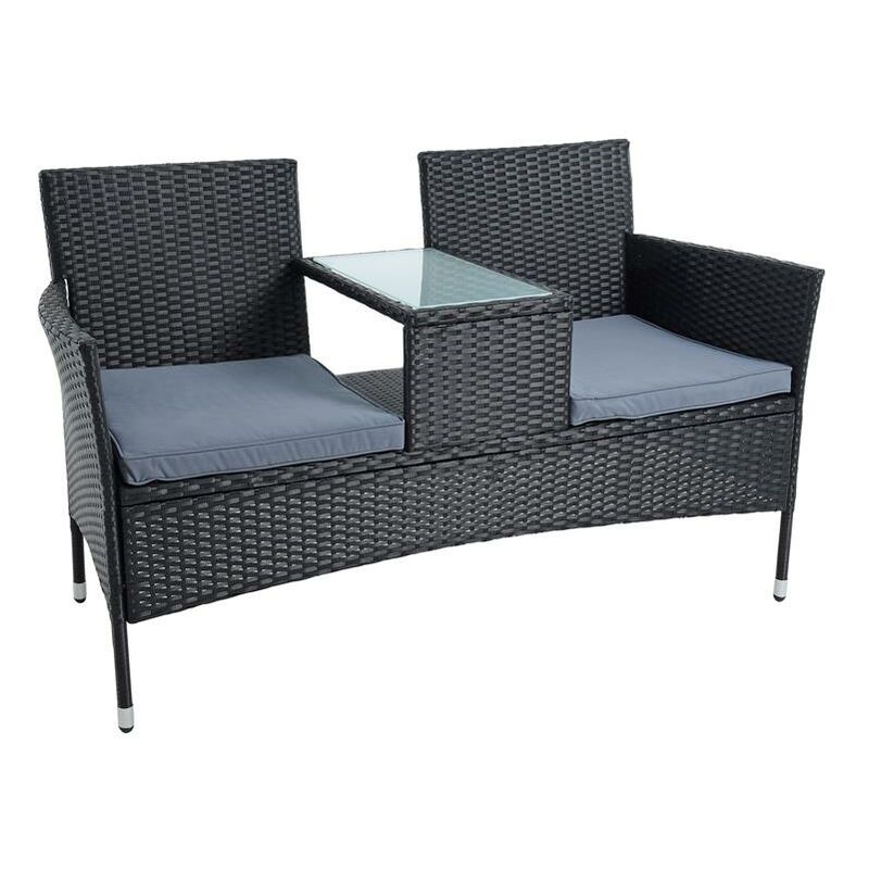 Estexo - Polyrattan Gartenbank Bank Rattan Sitzbank 2-Sitzer Gartenmöbel Balkonmöbel