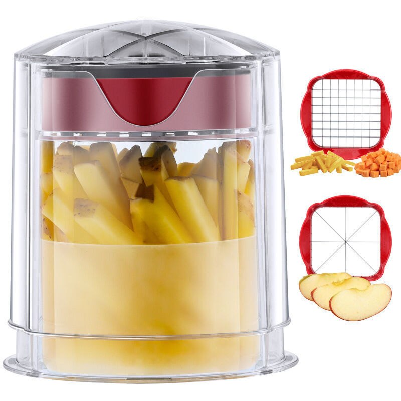 Pommes-Frites-Schneider, Schnellschneider für Gemüse, Leicht zu reinigender Obstschneider, Apfelschneider für Gemüse und Obst mit 2 Schneidklingen