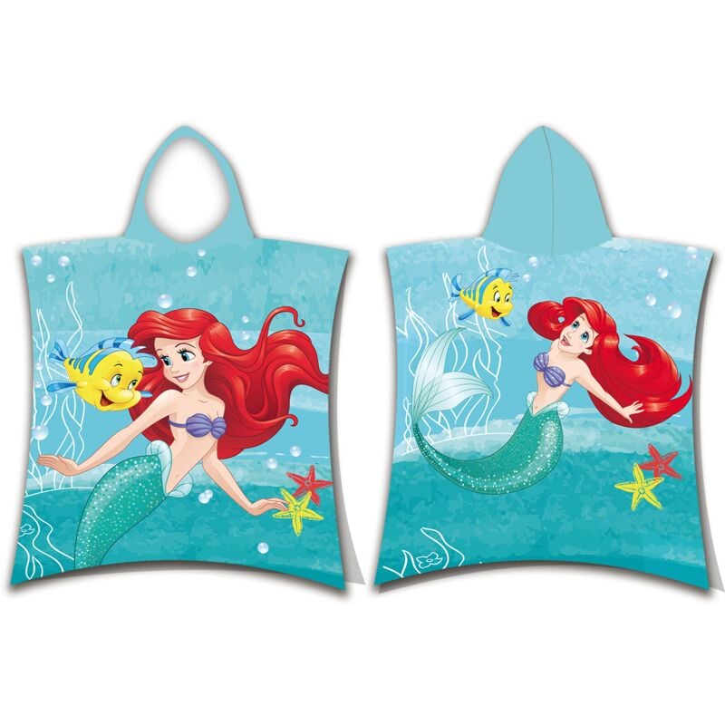 Disney Ariel Badeponcho für Kinder Hochwertiger Frottee aus 100 % Baumwolle