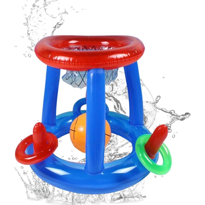 Pool-Basketballkorb – Aufblasbarer Basketballständer für den Pool Schwimmender Pool-Basketball – Wasserspiel für draußen, Sommerparty-Spielzeug für