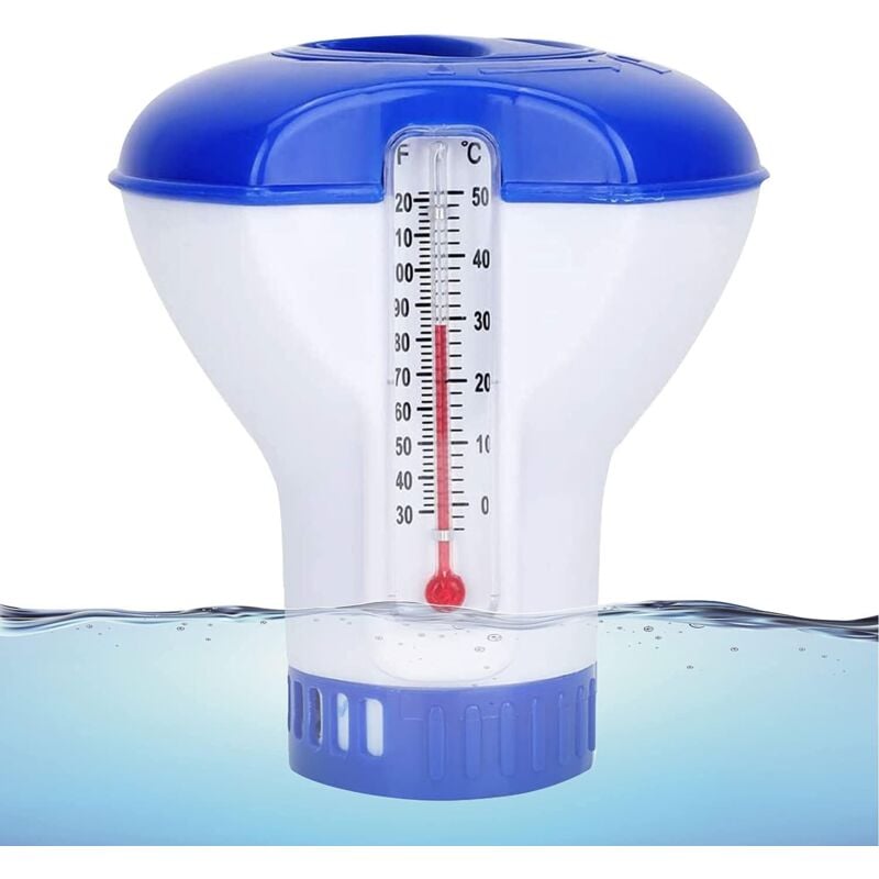 Pool-Chlor-Diffusor mit Thermometer, Pool-Chlor-Schwimmer, schwimmender Pool-Chlor-Diffusor, Pool-Chlor-Spender, Chemikalienspender für Pool, Teich