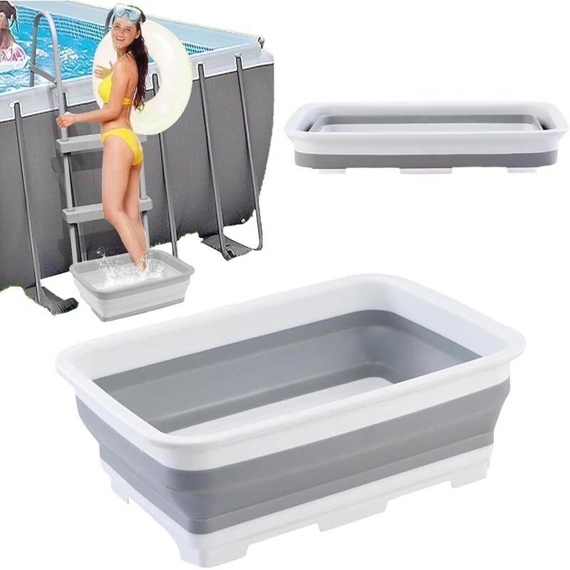 Pool-Fußbad, Fußbecken, rutschfestes, faltbares Fußbadbecken, Poolzubehör, 37 x 27 x 11,8 cm, für Poolleitern, Füße abspülen, Pool sauber halten.