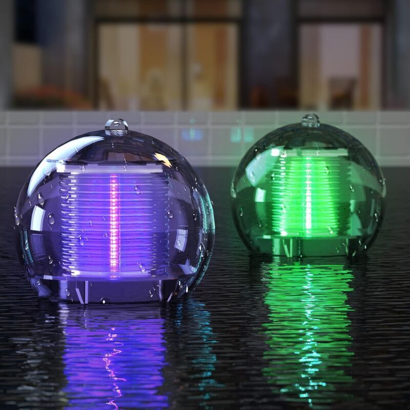 Pool-Lichter, Solar-Pool-Schwimmlicht, 7 Farben wechselnde LED-Wasserspielbeleuchtung für Garten, Terrasse, Galerie oder Pool (2 Stück)