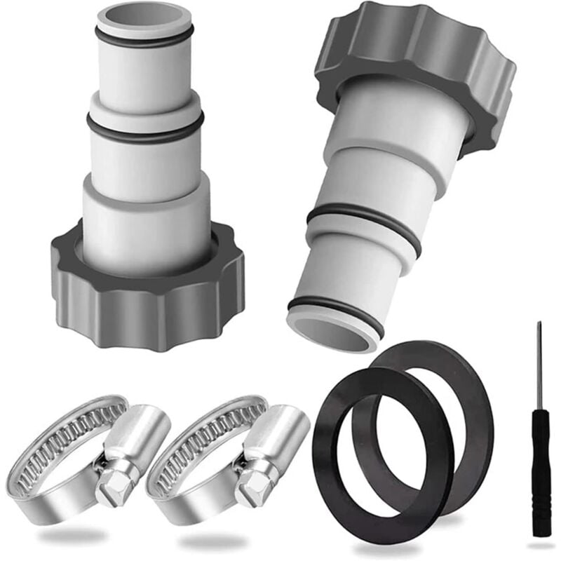 Pool-Schlauchadapter A, Pool-Schlauchadapter, Pool-Anschluss mit Innengewinde, 32/38 mm Schlauchadapter, kompatibel mit Intex-Pool (2 Stück)